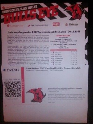 Saalebulls Hall - Mosquitoes Food 12/30/2021 OL Ice Hockey Ticket + Programme