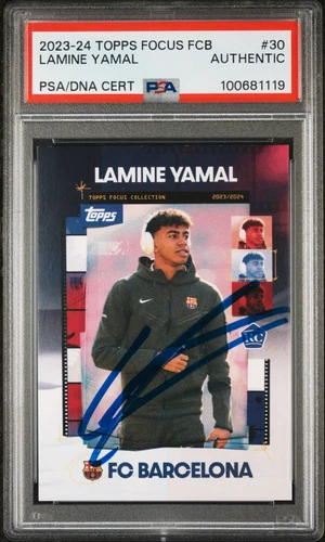 2023-24 Topps Focus FCB #30 Lamine Yamal RC PSA Authentic Auto