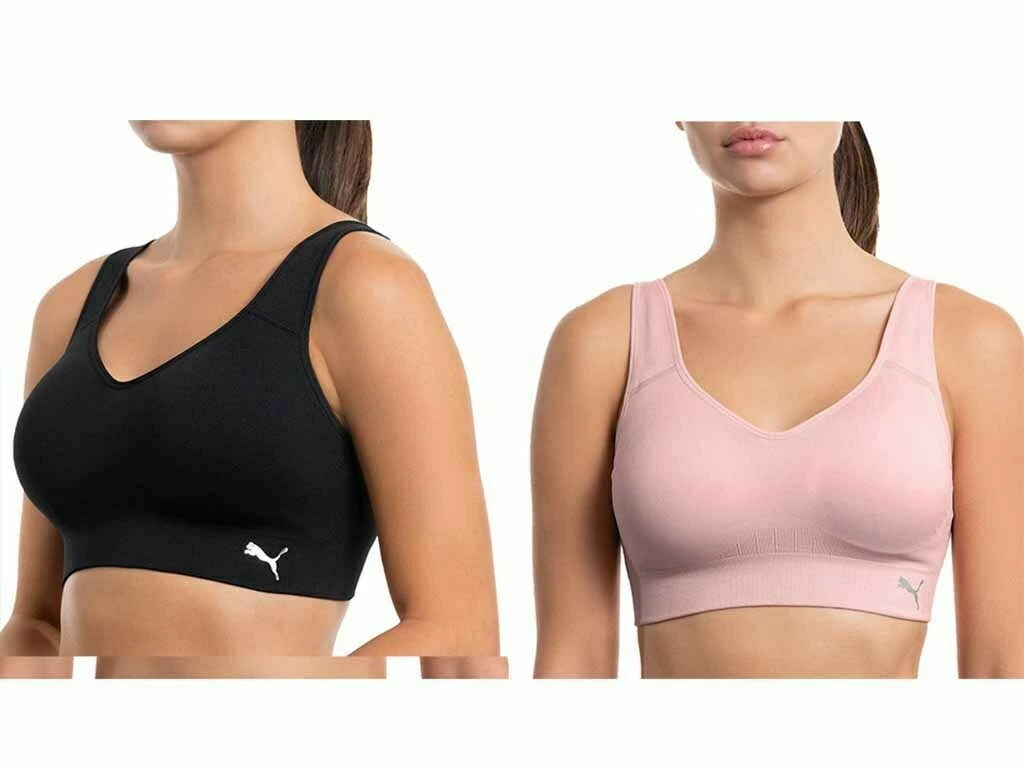 Puma Women's Seamless Active Performance Support Sports Bra 2 Pack