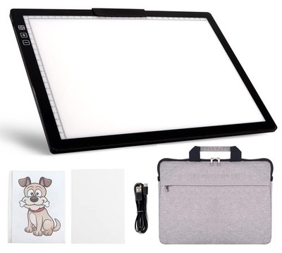 YINGWOND Rechargeable A4 LED Light Pad with Padded Case, Tracing BLACK 