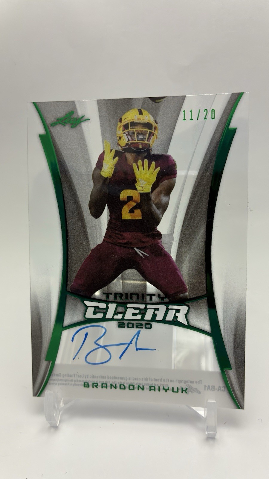 Brandon Aiyuk Leaf Trinity Clear Autographs #CABA1 Green