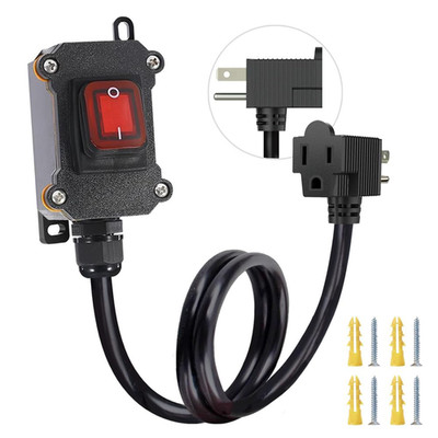 Inline Cord Switch with 3.3FT 14AWG Cable Piggyback Plug(3-Pronged), IP67 Waterp