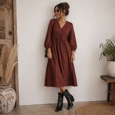 Madewell Sophia Tie Front Floral Cotton Seersucker Midi Dress Long Sleeve Size M
