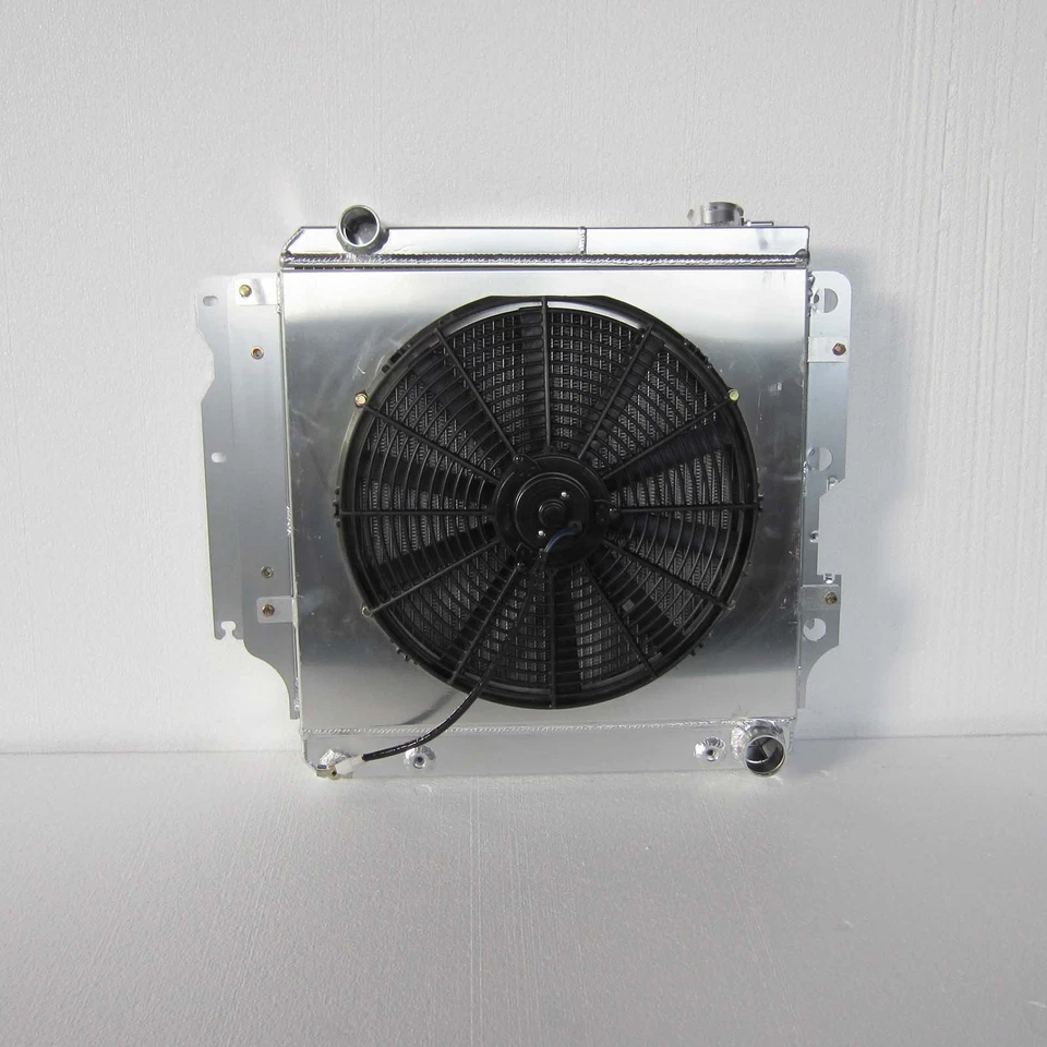 Radiador de cubierta de ventilador de 3 filas para 87-06 Jeep Wrangler YJ TJ Chevy Mopar Motor V8 Foto 2 de 4