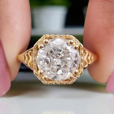 Art Deco Ring 1.80 CT Round Old European Cut Colorless Moissanite Ring FD121