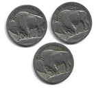 1913 Type 1 P D & S Buffalo Nickels - Free Shipping- A339
