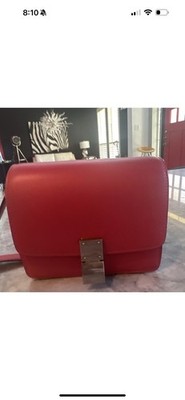 CELINE Black Leather Triomphe TEEN CLASSIC BOX Gold Crossbody Shoulder Bag