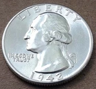 1942 P Washington Quarter - Gem BU 90% Silver U.S. Coin