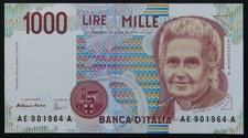 Banknote Italien / Paper Money Italy 1000 ITL (1990)