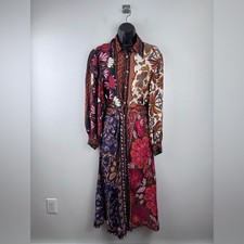 Farm Rio Women Miranda Mix Printed Chemise Midi Dress Size Small