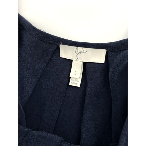 Joie Navy Blue Silk Drop Waist Ruffle Mini Dress Womens S Cold Shoulder - Picture 4 of 7