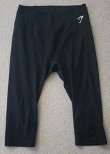 Ladies Gymshark Capri Length Black Leggings Size Medium -Cut Tag Women's