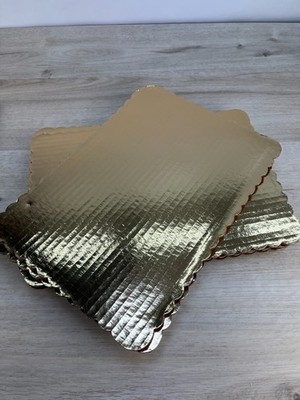 10 Pack Quarter Sheet Gold Cake Boards, 10x14 Inch Rectangle Dessert Bases