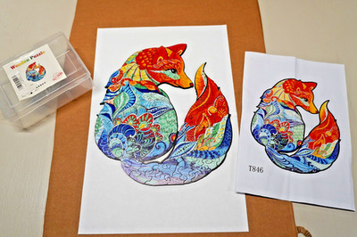 Fox Wooden Puzzle - Irregular shapes - Colorful Wooden Puzzle