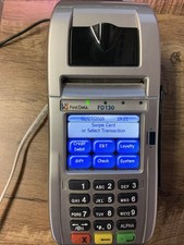 First Data FD130 Credit Card Machine With Power Supply - POWERS ON WORKING