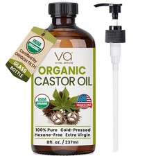 VITAL AFFAIR Castor Oil Organic Cold Pressed Unrefined 8 Fl Oz Pack of 1 