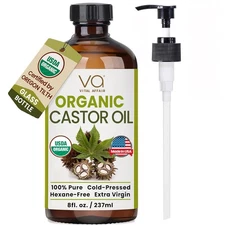 VITAL AFFAIR Castor Oil Organic Cold Pressed Unrefined 8 Fl Oz (Pack of 1) 