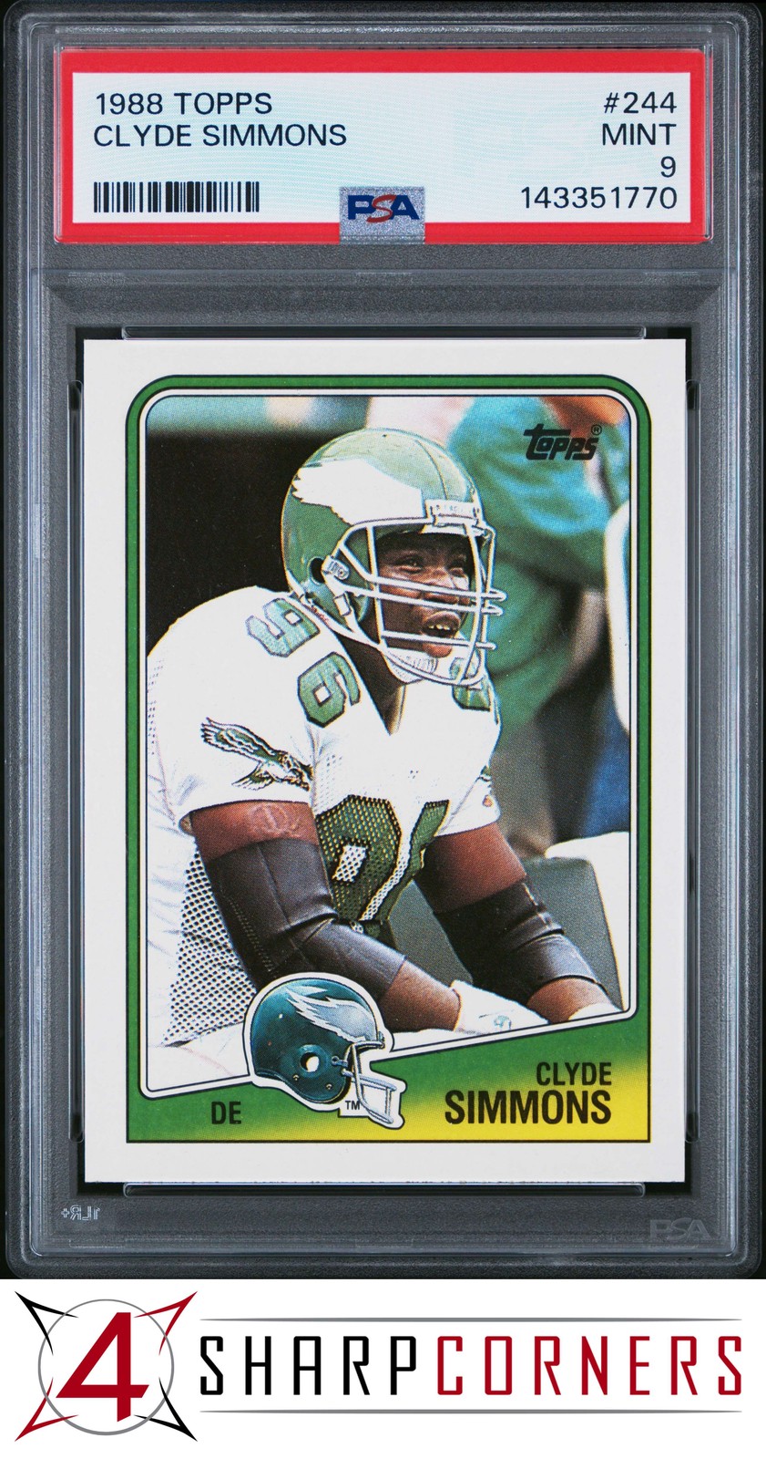 1988 TOPPS #244 CLYDE SIMMONS RC EAGLES PSA 9