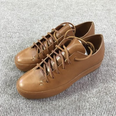 FEIT Hand Sewn Low Rubber Shoes Mens Size 38 Tan Semi-Cordovan Leather Limited