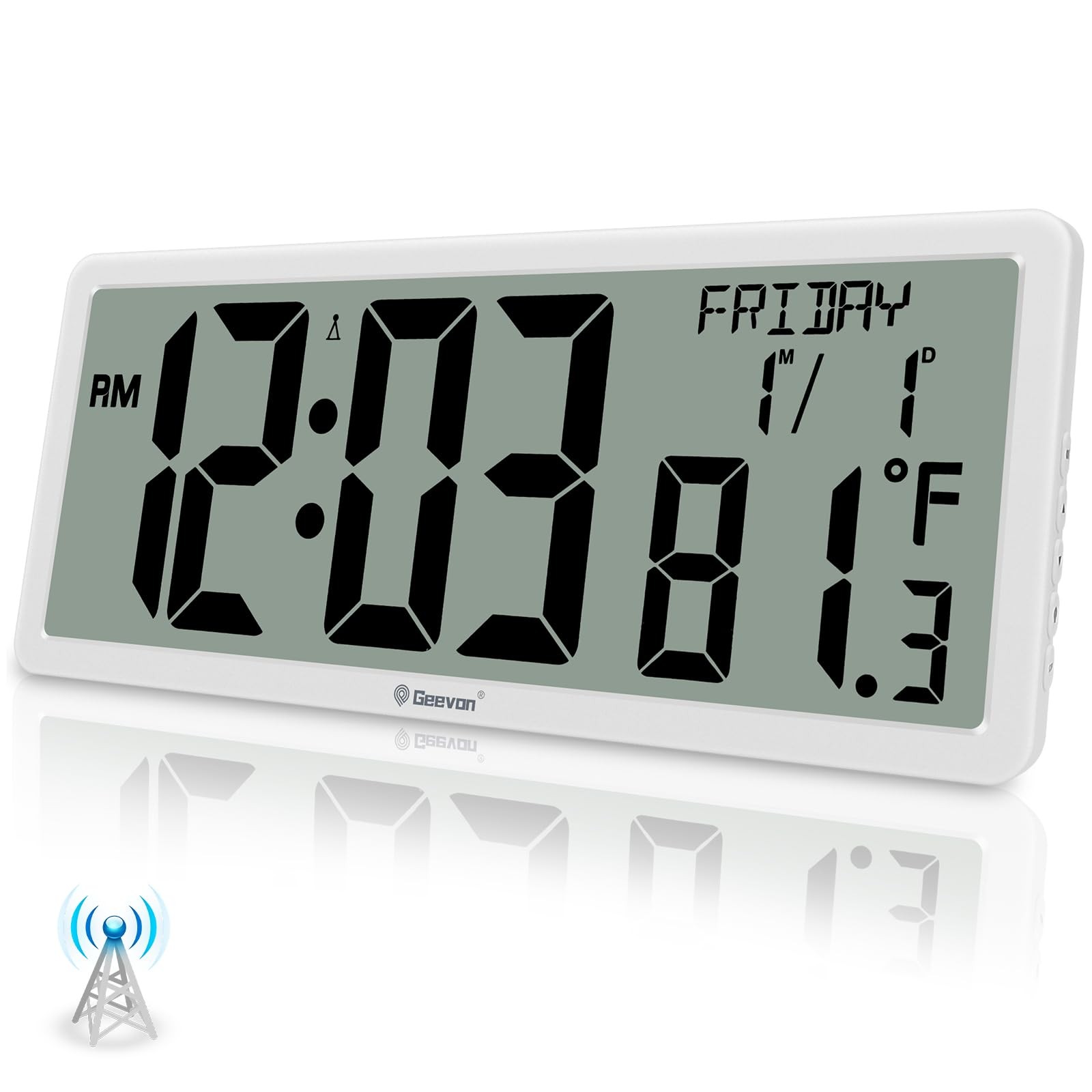 14.3 Inch Battery-Powered Auto-Set Large Atomic Digital Wall Clock with Time Sync