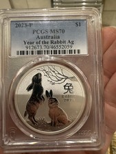 PCGS Ms70 Australia Year of The Rabbit 1oz Silver 2023
