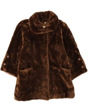 Cappotto donna COUTURE HELENE oversize pelliccia sintetica UK 12 marrone medio BB07