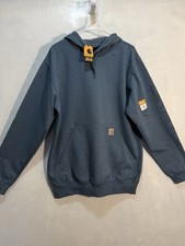Carhartt Blue Loose Fit Logo Sleeve Graphic Front Pullover Hoodie Men's Sz M