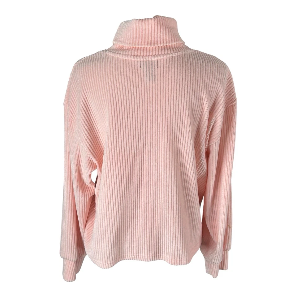 US Polo Assn. Suéter para mujer rosa claro tejido gofre cuello alto talla XL Foto 4 de 4