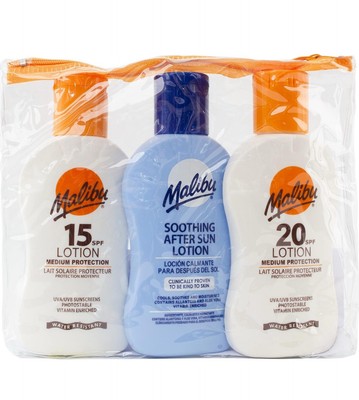 Malibu Sonnencreme Lotion Travel Essentials 100 ml 3er Pack LSF 20 LSF 15 & AfterSun
