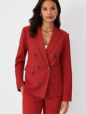 Ann Taylor double breasted wool blazer in brick red women s sz 6 classic office