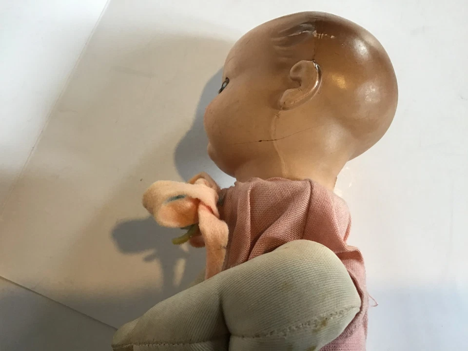 Bebè con testa in celluloide Roschi (Germany), anni ’60, con chiavetta movimento - Immagine 2 di 4