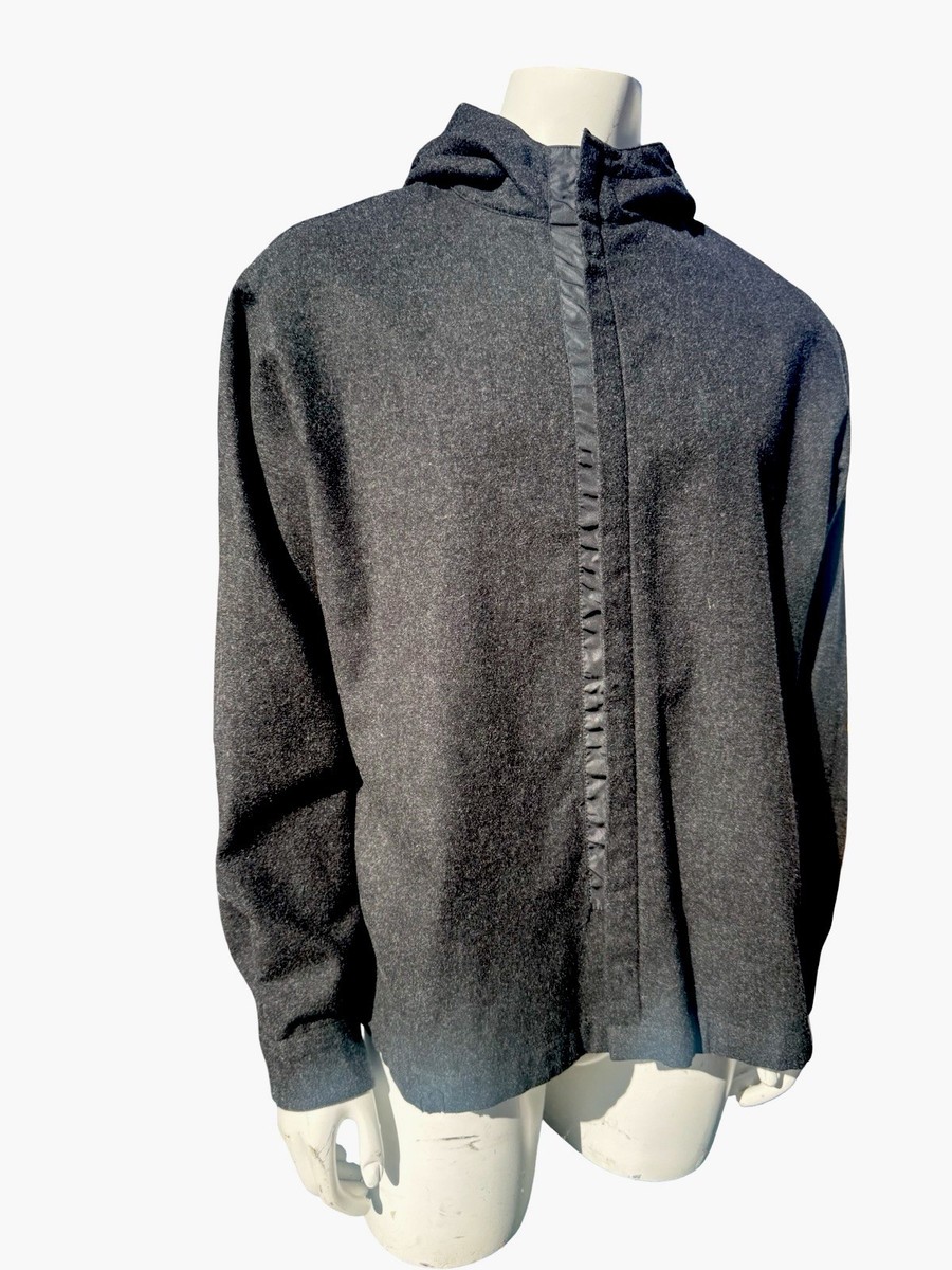 ジャケット・アウター 90s PRADA wool zip up hoodie dark gray Vintage PRADA hooded Jacket Dark Gray Nylon Inserts 90s Men's wool