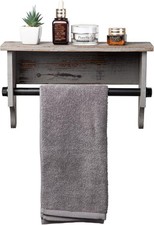 Wall Mounted Bathroom Towel Rack Torched Wood Rustic Brown Hanging Floating