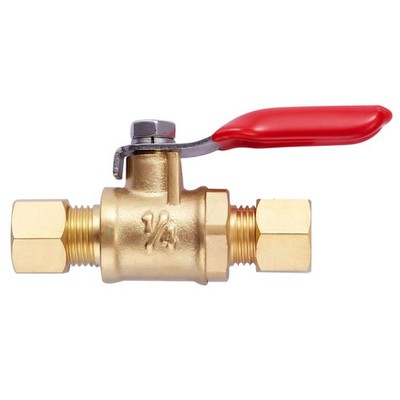 1 Pack Lead-Free Brass Mini Ball Valve Shut off Switch, 1/4 Inch Compression by
