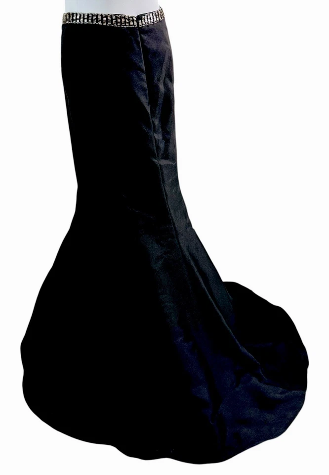 Falda Rachel Allan Noche Formal Hasta el Suelo Acampanada Trompeta Negra Talla 10 Gótica Foto 3 de 4