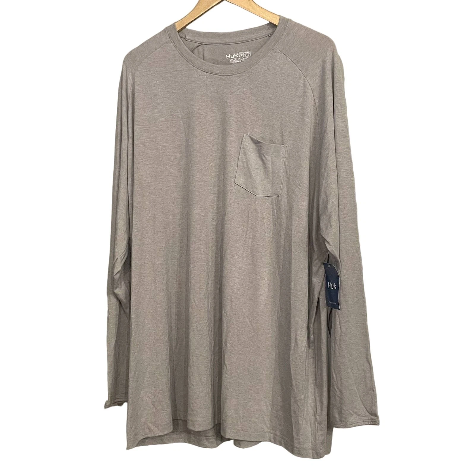 HUK Fishing Shirt Waypoint Performance Long Sleeve Pocket Tshirt Mens 3XL New