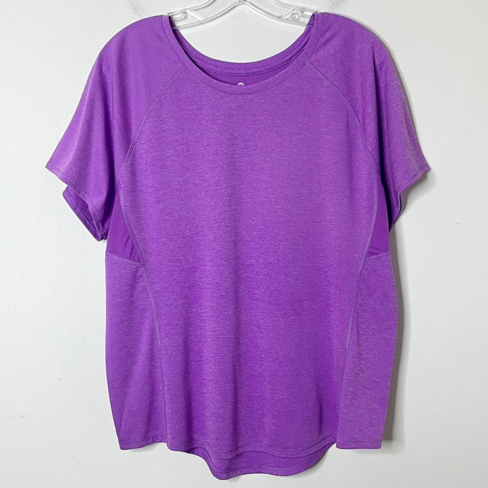 Camiseta deportiva Old Navy Active para mujer semi ajustada XL púrpura malla manga corta Foto 3 de 4