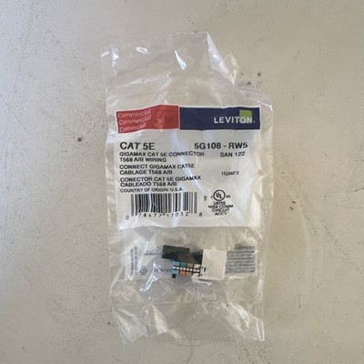 Leviton Cat 5e Connector 5G108-RW5 T568 A/B White Compatible with Cat 5e