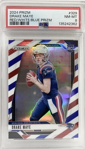 2024 Panini Prizm - DRAKE MAYE Red White & Blue Prizm Color Match (RC) PSA 8!!!