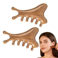 2pcs Gua Sha Tool for Face,4-in-1Natural Sandalwood,Facial  Body Lymphatic D...