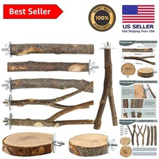 8PCS Natural Wood Bird Perches - Safe  Enriching Accessories for Birds