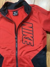 Nike Youth Track Jacket Red Black Full Zip Kids Large 6-7