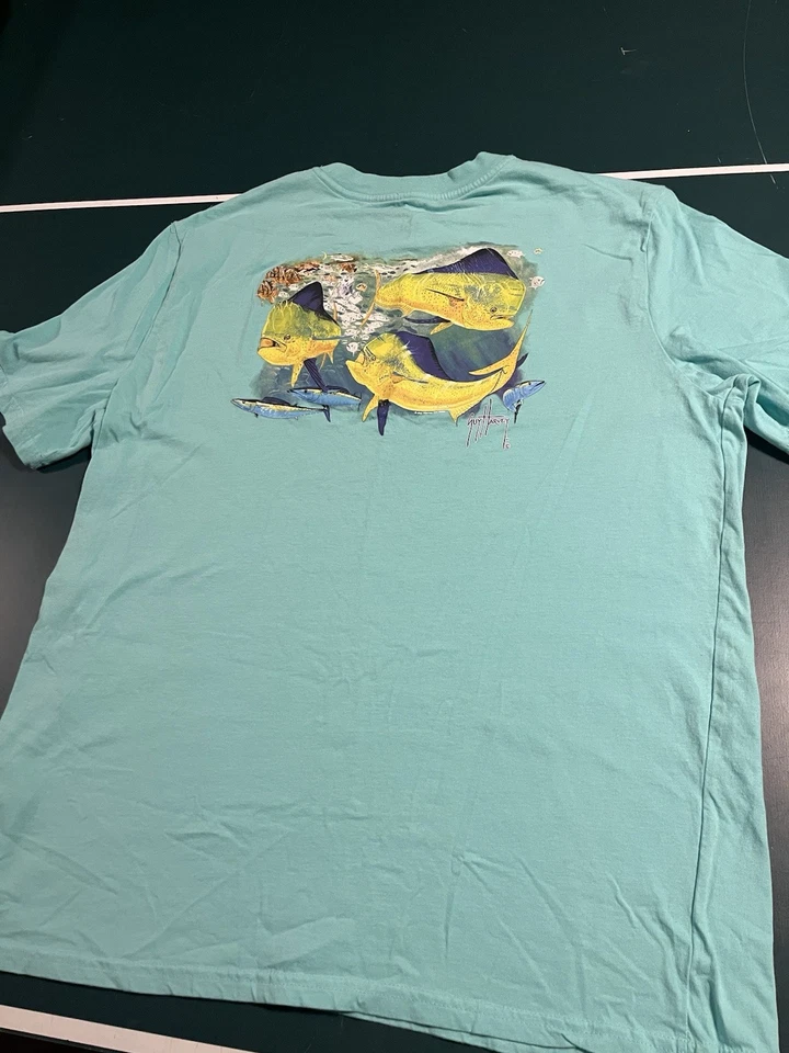Camiseta Guy Harvey Ocean Fish Arte Estampado Gráfico XL Verde azulado Naturaleza Playa Aire Libre  Foto 3 de 4