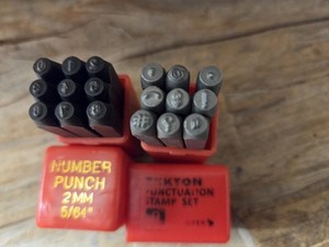 2 Metal Stamping Sets - Numbers 0-9 And Punctuation, EUC