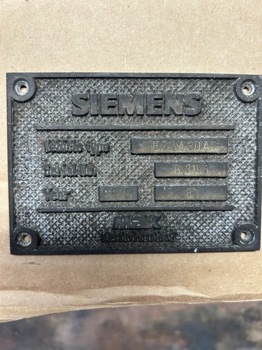 Siemens Locomotive Builders Plate