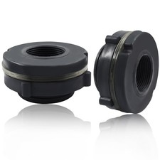 2 Pack 11/4 PVC Bulkhead Fitting For Rain Barrels Aquariums Dark Grey