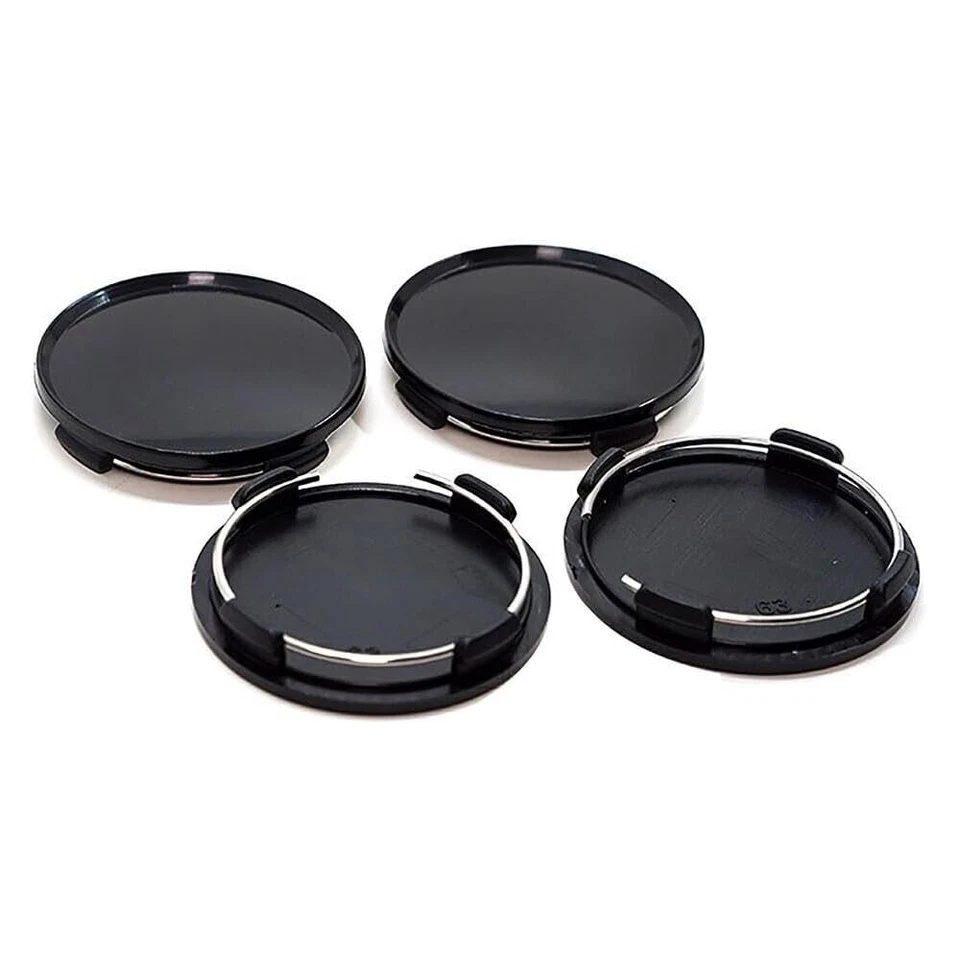 4PCS Universal 63mm OZ Dia Car Wheel Tyre Center Hub Caps Cover Silver Black - Image 4 of 4