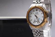 [Quasi come nuovo in scatola carta] Orologio Uomo SEIKO Alba V602-7010 World Time Quadrante Bianco