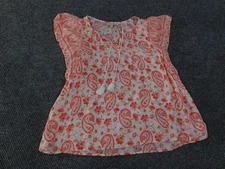 Lucky Brand blouse womens XL white orange paisley boho top