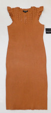 Absolutely Famous Cap Sleeve Knit Sweater Dress Rust Size Large NWT New